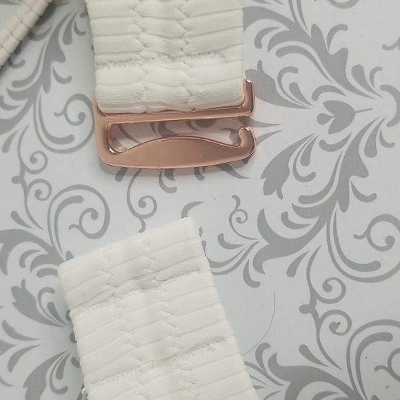 Lightly Lined Triangle Strappy Tie Ribbed Bikini Top+JM Pearl sun spray - Picture 9 of 15